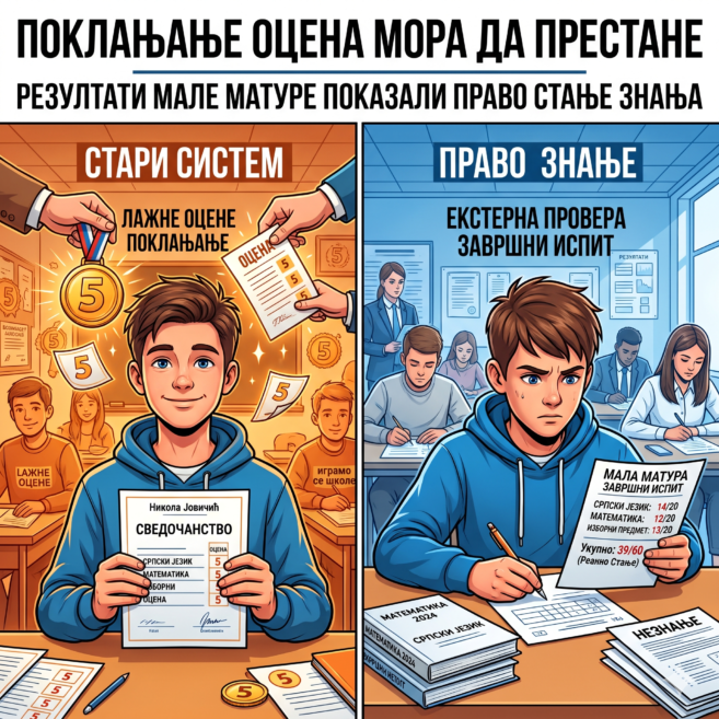 “Поклањање оцена мора да престане, резултати мале матуре показали право стање знања”
